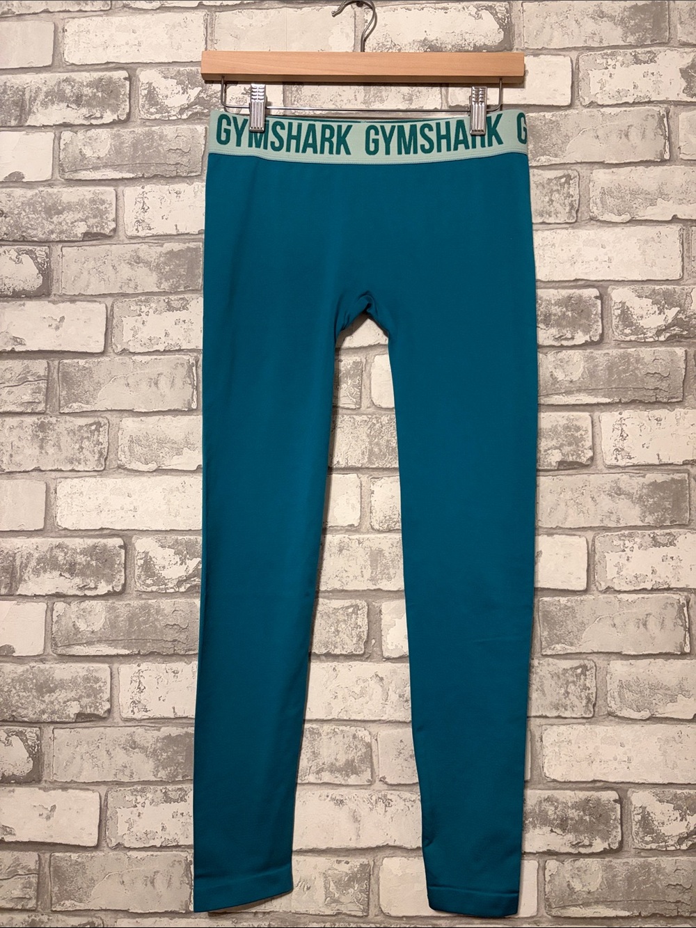 Gymshark Teal Leggings with Logo Waistband